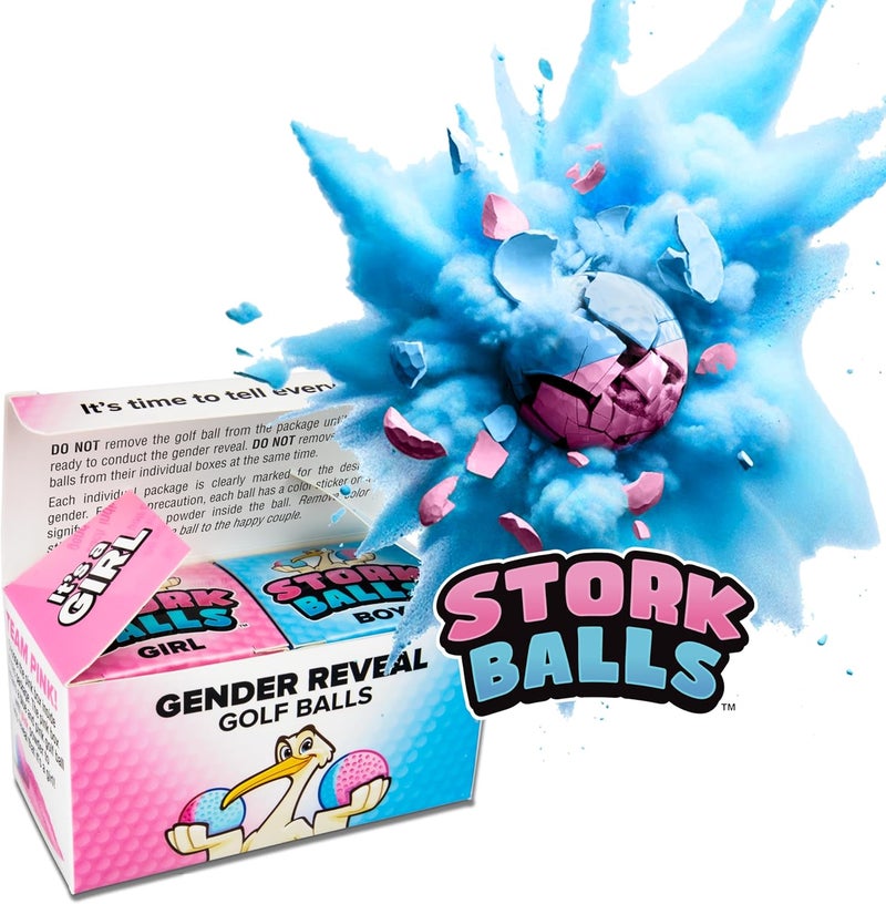 Party Smith Gender Reveal Golf Ball (2 Pack) - Exploding Golf Balls with Pink and Blue Powder for Team Baby Boy or Girl - Decorations Ideas Gifts Games Stuff - Globos para Revelacion De Sexo De Bebe - Image 1